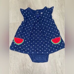 Carter’s Navy Watermelon Onesie Dress Baby Girl Size 12 Months